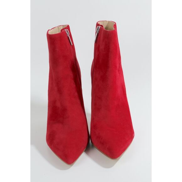 Marc Fisher Red Suede Ankle Booties Size 9M Women’s Block Heel Zip Fashion Shoes - Picture 9 of 12